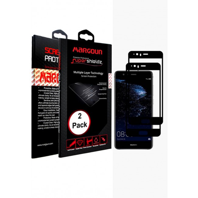 Margoun 2 Pack 5D Screen Protector for Huawei P10 Lite Black