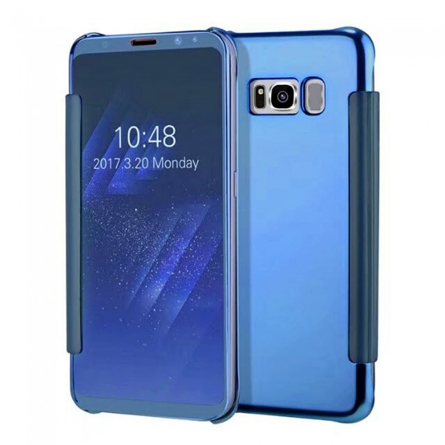 Metallic Flip Shell Mirror Case for Samsung Galaxy S8 Plus Blue