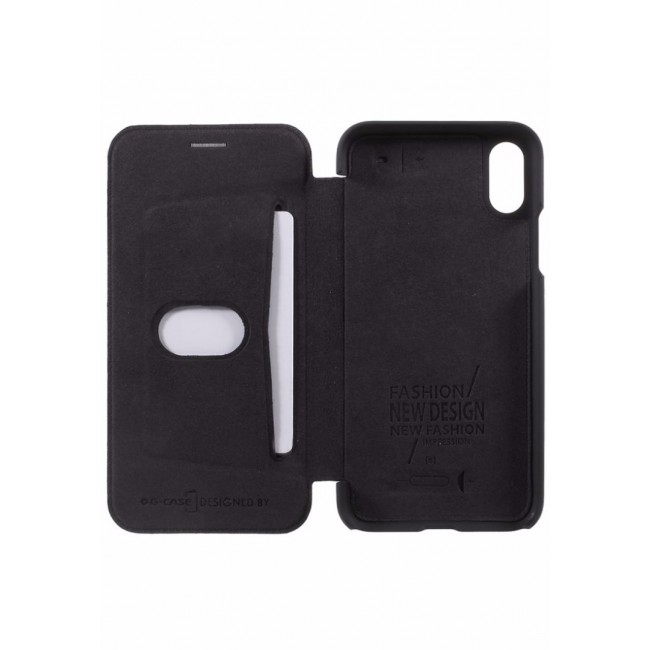 G-Case Business Style Leather Folio Case with Card SIM Card Holder for  iPhone X Black