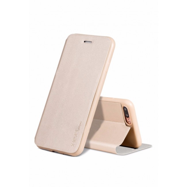 X-Level FIB Color Leather Flip Case Cover Stand with Back Cover for iPhone  Plus Gold