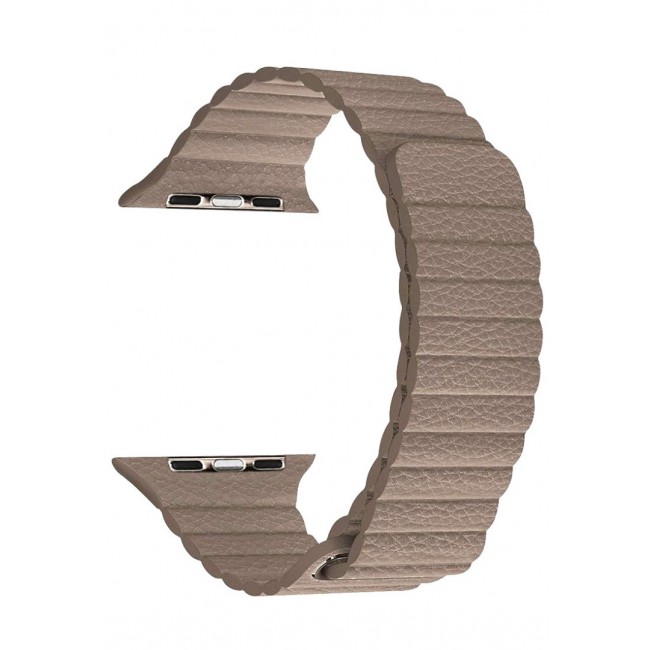 Apple Watch Band 42-44-45mm Leather Loop Strap Henlein Series by Margoun - Light Brown