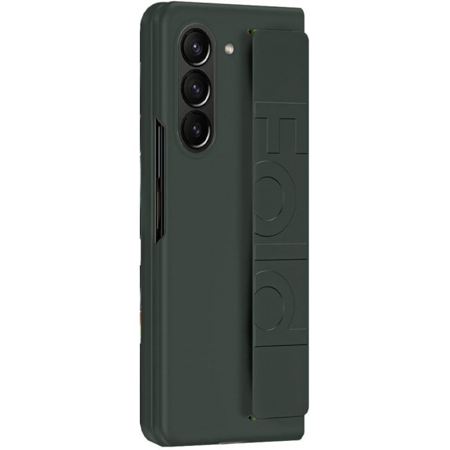 MARGOUN For Samsung Galaxy Z Fold 5 Case Silicone Grip Cover with Wrist Strap Holder (Dark Green)