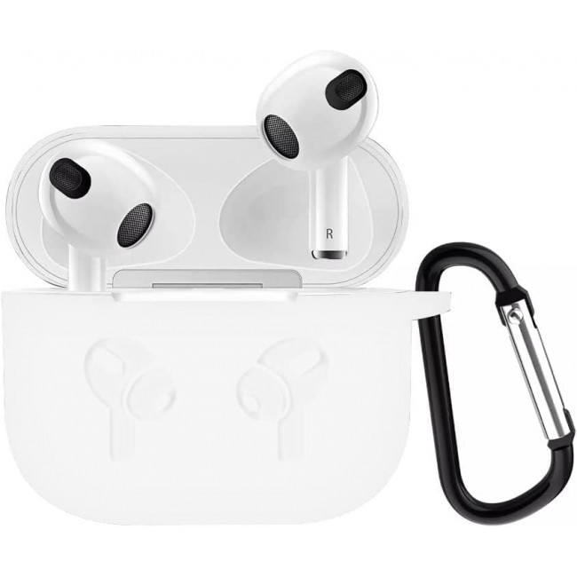 CATANES for Airpods 3 Case Cover Silicone with Clip, Airpods 3 Case 2021 3rd Generation (White)