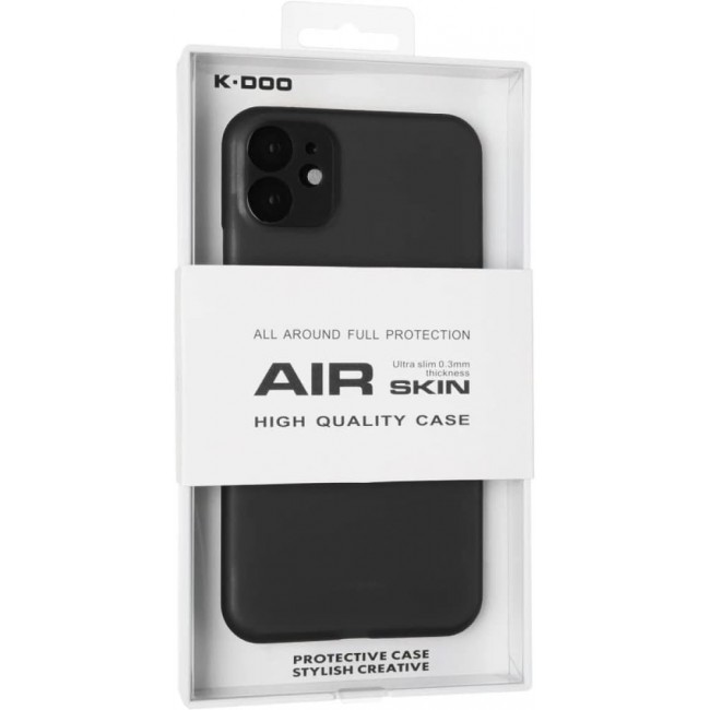 K-DOO for iPhone 12 Air Skin Case All Around Full Protection Ultra Slim 0.3mm Thickness 4g Feather Weight (iPhone 12, Black)