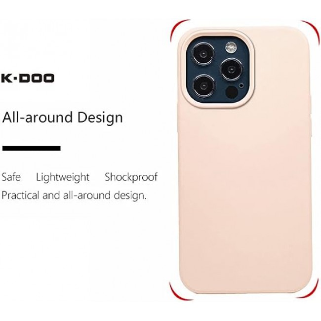 K-Doo iCoat Liquid Silicon Case for iPhone 13 Pro Anti-Shock Mobile Cover Original Gel Back Case (iPhone 13 Pro, Pink sand)