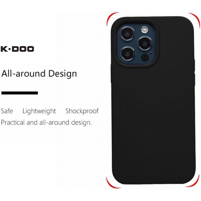 K-Doo iCoat Liquid Silicon Case for iPhone 13 Pro Anti-Shock Mobile Cover Original Gel Back Case (iPhone 13 Pro, Black)