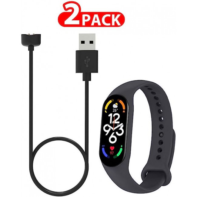 MARGOUN 2 Pack for Xiaomi mi band 7 Strap Silicone Watch Band with Charger Cable Magnetic USB Fast Charger -01