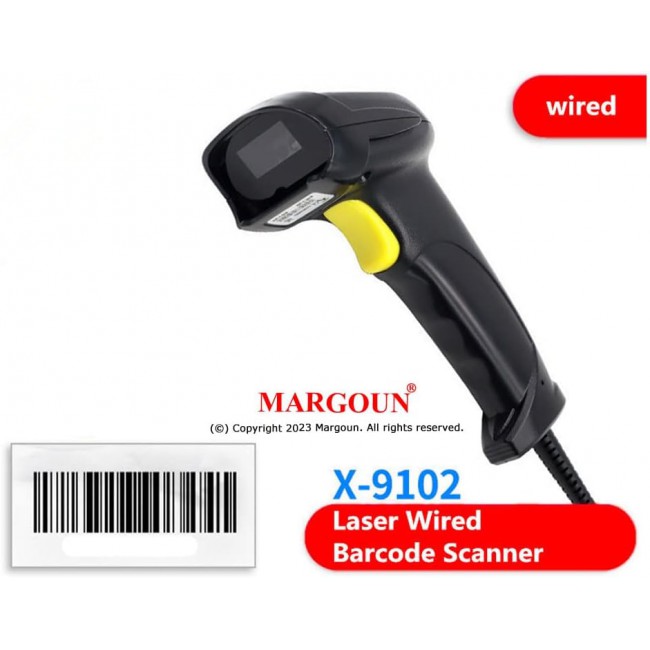 MARGOUN Wired Laser Barcode Scanner 1D Wired Cable Barcode Reader (X-9102)