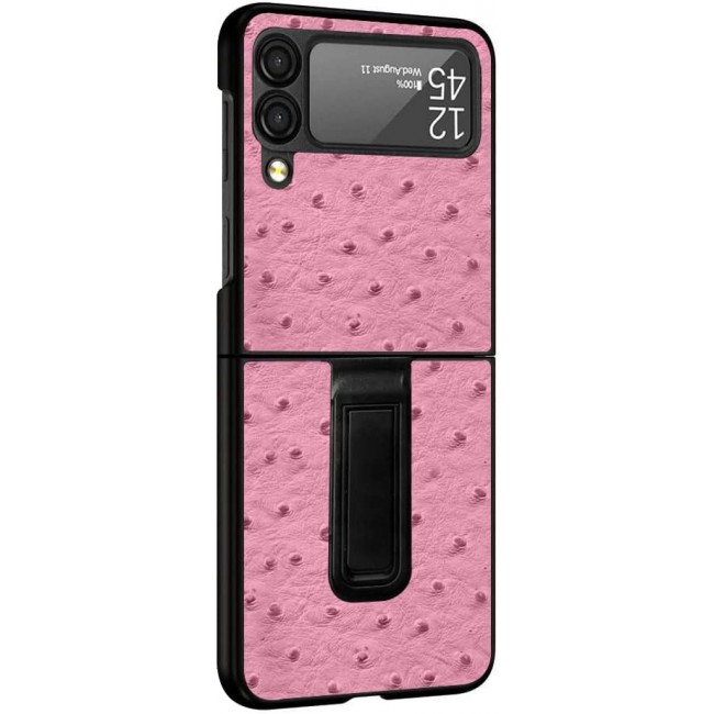 MARGOUN For Samsung Galaxy Z Flip 3 SHD Luxury Leather Case Crocodile Skin Pattern Cover with Foldable Kickstand (Pink)