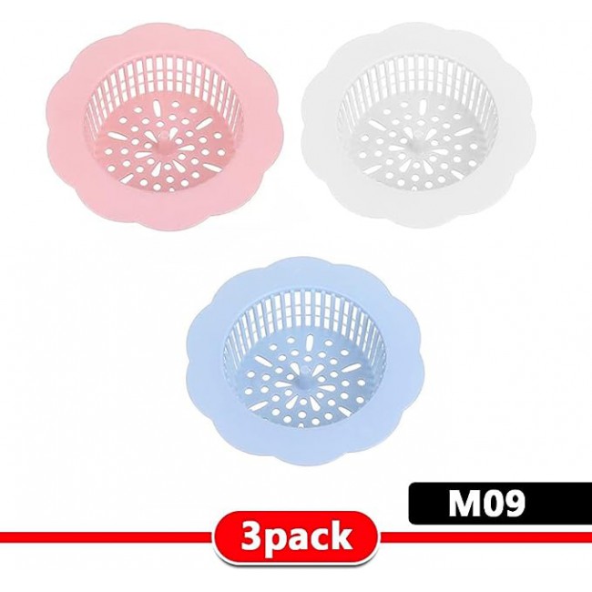 MARGOUN 3 Pack Sink Filter Hard Plastic Strainer Drain Hair Catcher, Flower Bathroom Shower Sink Stopper Filter for Kitchen Bathroom Tub (3 pack C)