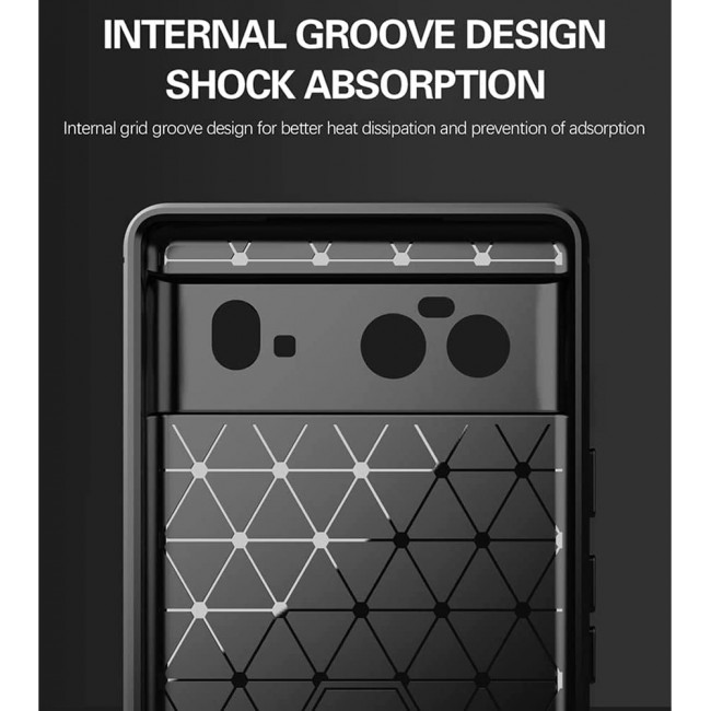 MARGOUN For Case Brushed Texture Carbon Fiber TPU Cover Anti-Fingerprints (Pixel 6, Black)