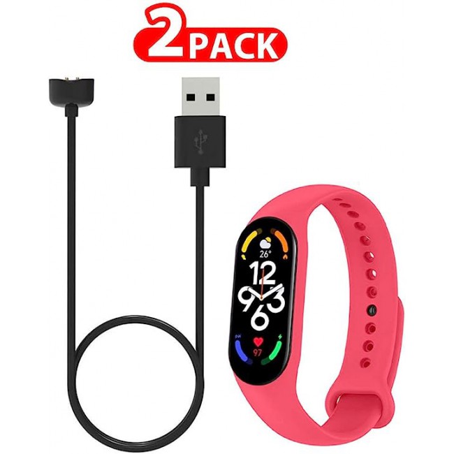 MARGOUN 2 Pack for Xiaomi mi band 7 Strap Silicone Watch Band with Charger Cable Magnetic USB Fast Charger -10