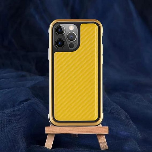 K-DOO for iPhone 12 Pro Max Case Mars Carbon Luxurious Phone Cover with 3D Backplate (Yellow)
