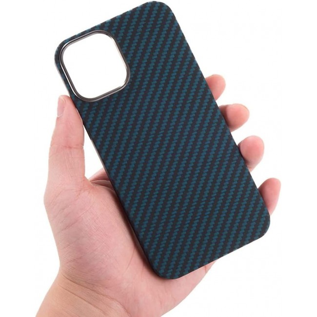 K-Doo for iPhone 12 Pro Max Case 3D Skin Texture Kevlar Fiber Bulletproof Vest Cover Protective Carbon Fiber Pattern Ultra Slim (iPhone 12 pro max, Blue)
