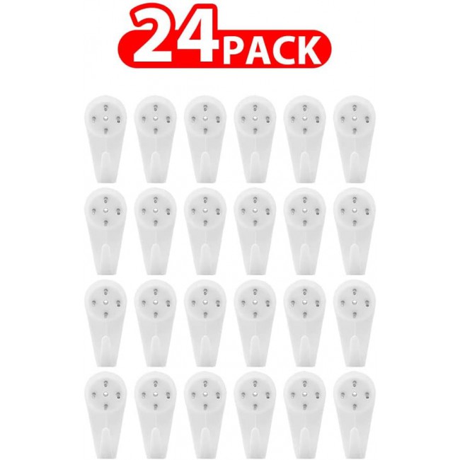 MARGOUN Plastic Hardwall Hanger Hooks Concrete Hanging Hooks Invisible Nail Wall Hooks Wall Mount Non-Mark Hooks (Large, 24)