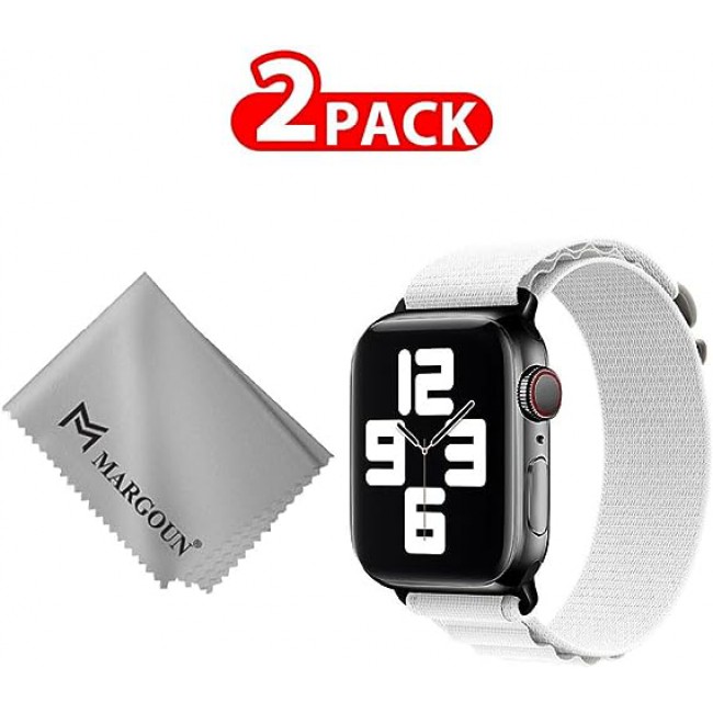 MARGOUN For Apple Watch Band 49mm 45mm 44mm 42mm Alpine Nylon Woven Sport Strap With Microfiber Cleaning Cloth Compatible For iWatch Series 8/7/SE/6/5/4/3/2/1 - B17