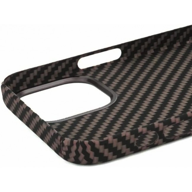 K-Doo for iPhone 13 Pro Max Case 3D Skin Texture Kevlar Fiber Bulletproof Vest Cover Protective Carbon Fiber Pattern Ultra Slim (iPhone 13 pro max, Brown)