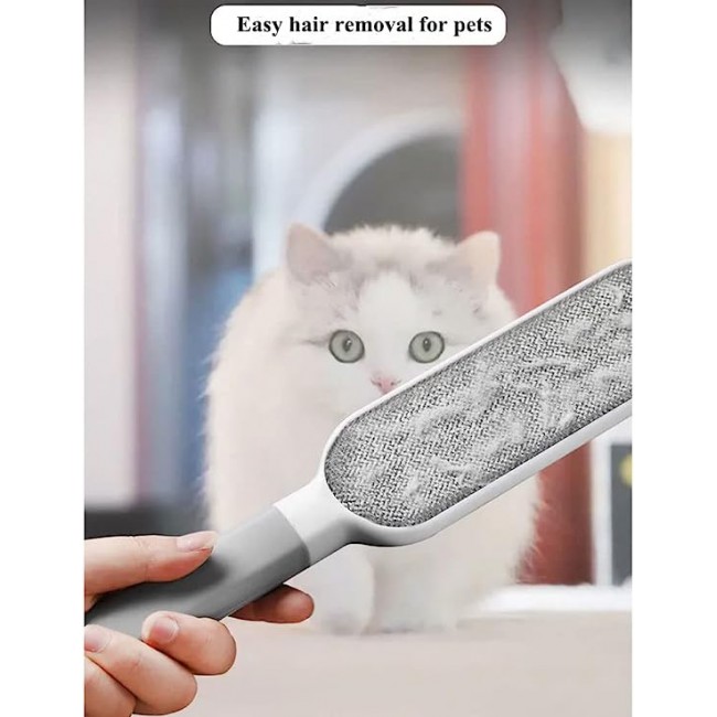 MARGOUN Pet Hair Remover Lint Brush With Self-Cleaning Base, Reusable Fluff Remover for Clothes, Double-sided Fur Brush for Dog and Cat (Grey)