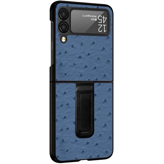 MARGOUN For Samsung Galaxy Z Flip 3 SHD Luxury Leather Case Crocodile Skin Pattern Cover with Foldable Kickstand (dark blue)