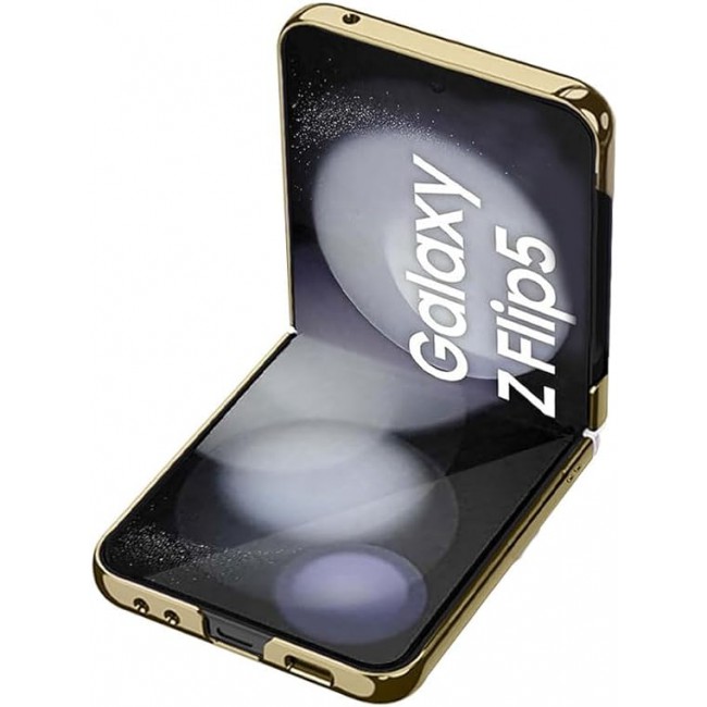 MARGOUN For Samsung Galaxy Z Flip 5 Case Slim Lightweight Electroplated Frame Folding Shockproof Protection Hard Cover (Z Flip 5 Gold)