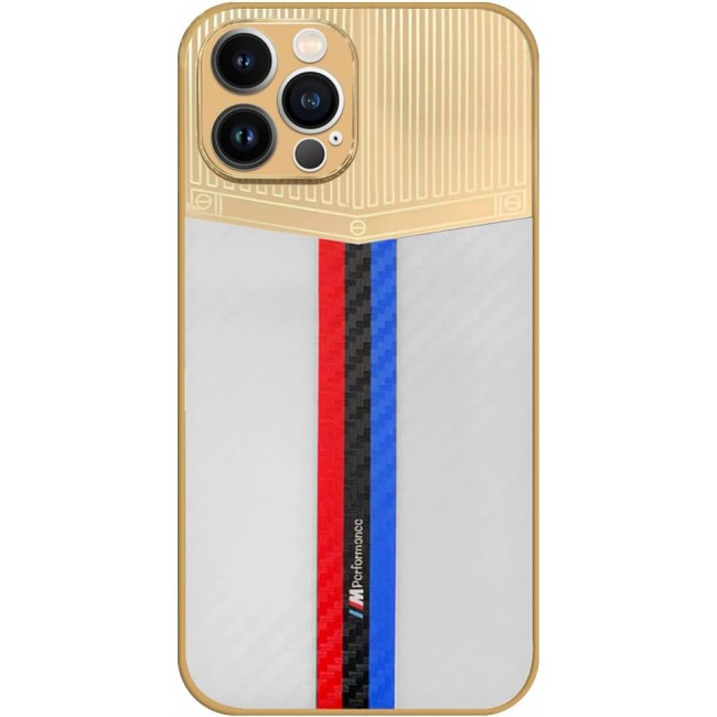 Joway For iPhone 12 pro max Luxury Gold Plated Case Hybrid Electroplated Frame Back Cover with Carbon Fiber Texture (IPhone 12 pro max White/Blue/Red)