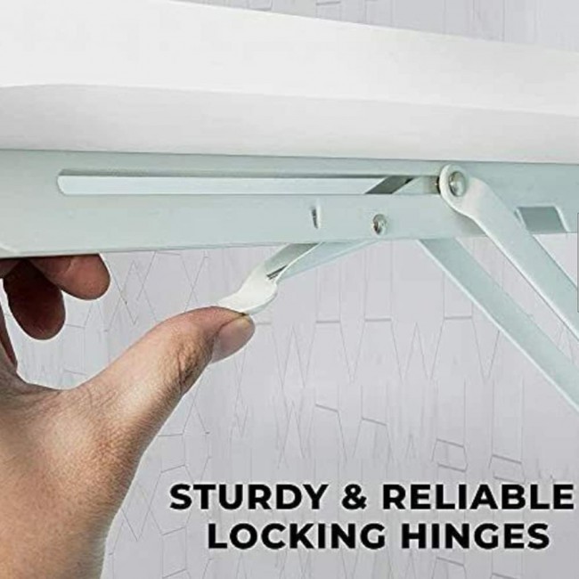 MARGOUN 40X80CM Computer Desk Wall Mount Stand Folding Wall-Mounted Drop-Leaf Table,Metal Folding Shelf Bench Table Bracket - White