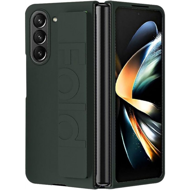 MARGOUN For Samsung Galaxy Z Fold 5 Case Silicone Grip Cover with Wrist Strap Holder (Dark Green)