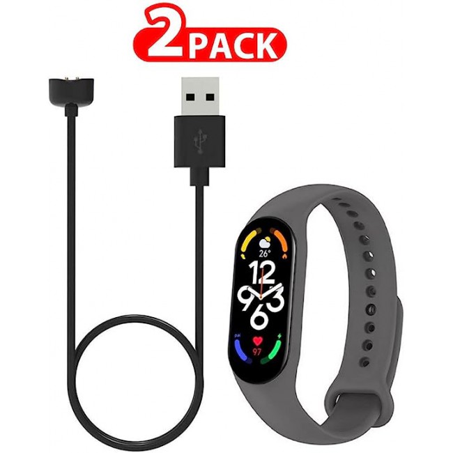 MARGOUN 2 Pack for Xiaomi mi band 7 Strap Silicone Watch Band with Charger Cable Magnetic USB Fast Charger -07