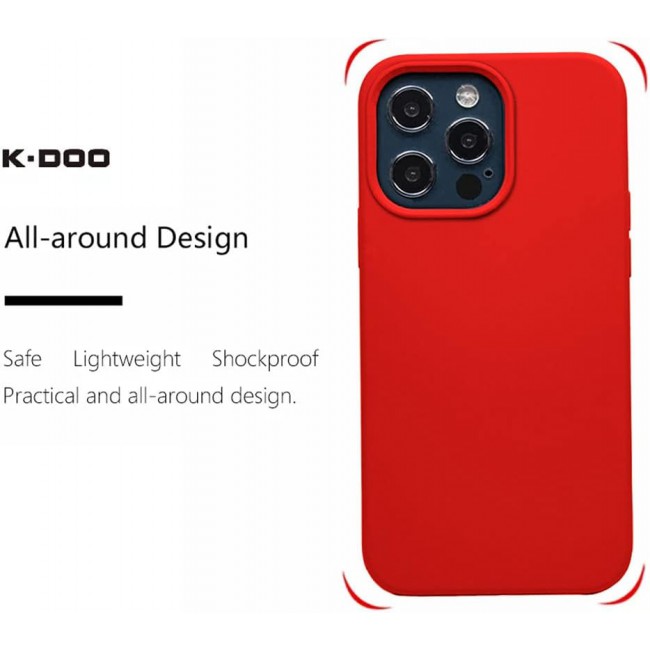 K-Doo iCoat Liquid Silicon Case for iPhone 13 Pro Anti-Shock Mobile Cover Original Gel Back Case (iPhone 13 Pro, Red)