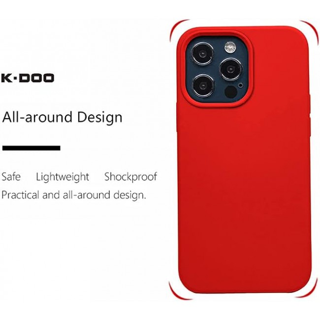 K-Doo iCoat Liquid Silicon Case for iPhone 13 Pro Max Anti-Shock Mobile Cover Original Gel Back Case (iPhone 13 Pro Max, Red)