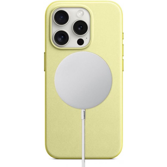 MARGOUN For iPhone 15 Pro Finewoven Case Compatible with MagSafe Shockproof Protective Slim Cover (Butter Yellow)