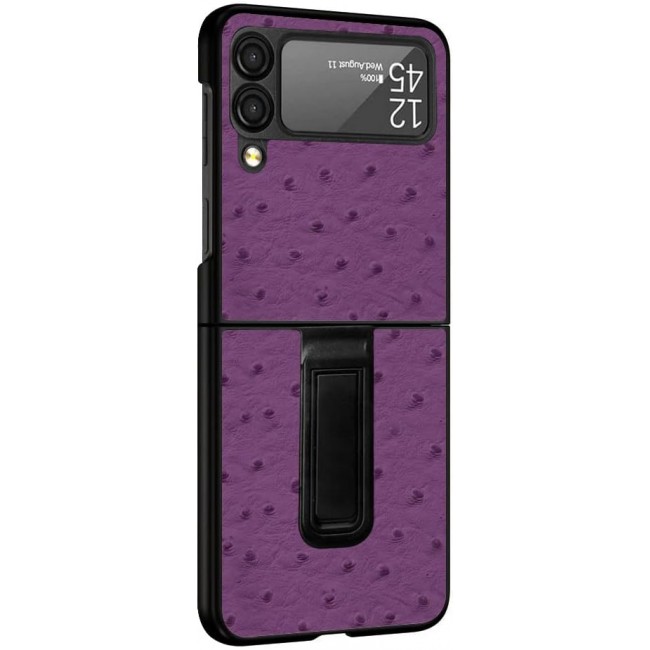 MARGOUN For Samsung Galaxy Z Flip 3 SHD Luxury Leather Case Crocodile Skin Pattern Cover with Foldable Kickstand (Purple)