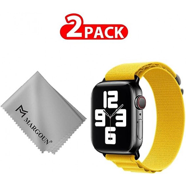 MARGOUN For Apple Watch Band 49mm 45mm 44mm 42mm Alpine Nylon Woven Sport Strap With Microfiber Cleaning Cloth Compatible For iWatch Series 8/7/SE/6/5/4/3/2/1 - B08