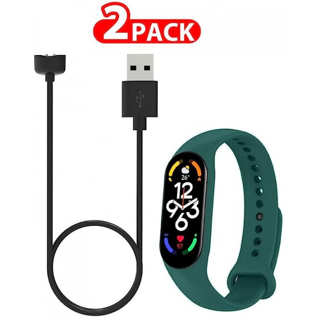 MARGOUN 2 Pack for Xiaomi mi band 7 Strap Silicone Watch Band with Charger Cable Magnetic USB Fast Charger -13