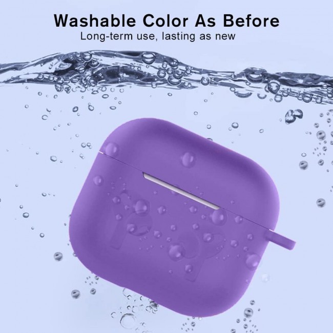 CATANES for Airpods 3 Case Cover Silicone with Clip, Airpods 3 Case 2021 3rd Generation (Purple)