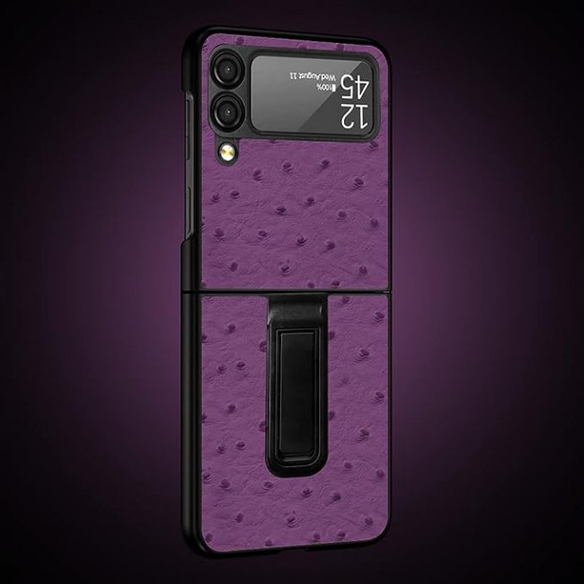 MARGOUN For Samsung Galaxy Z Flip 3 SHD Luxury Leather Case Crocodile Skin Pattern Cover with Foldable Kickstand (Purple)