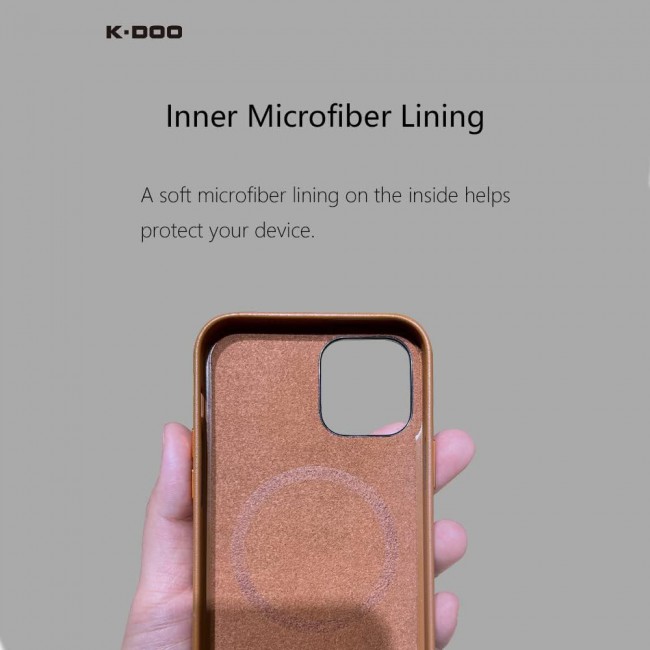 K-Doo Case for iPhone 13 Pro Max Mag Noble Collection Premium PC+PU Leather Case with Magsafe Official Design Phone Cover (iphone 13 pro max, Brown)