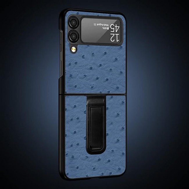 MARGOUN For Samsung Galaxy Z Flip 3 SHD Luxury Leather Case Crocodile Skin Pattern Cover with Foldable Kickstand (dark blue)