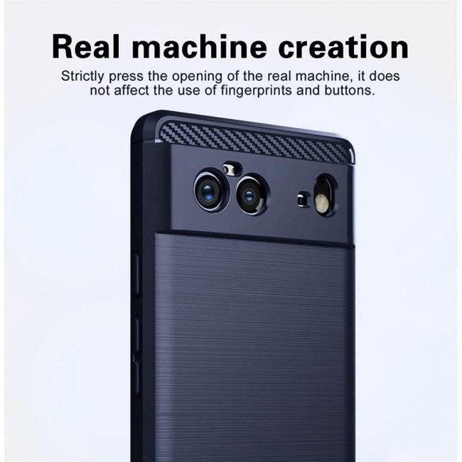 MARGOUN For Case Brushed Texture Carbon Fiber TPU Cover Anti-Fingerprints (Pixel 6, Dark Blue)