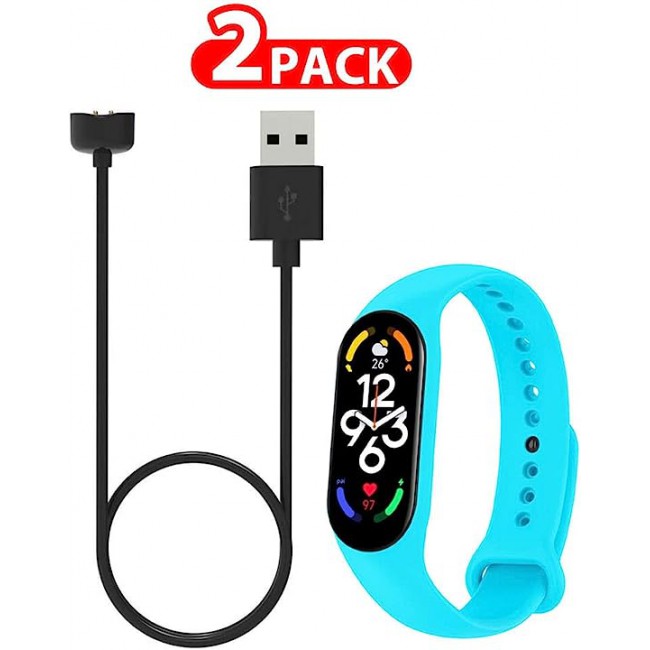 MARGOUN 2 Pack for Xiaomi mi band 7 Strap Silicone Watch Band with Charger Cable Magnetic USB Fast Charger -02