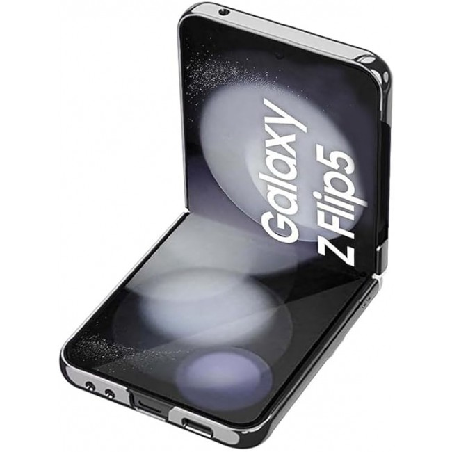 MARGOUN For Samsung Galaxy Z Flip 5 Case Slim Lightweight Electroplated Frame Folding Shockproof Protection Hard Cover (Z Flip 5 Silver)