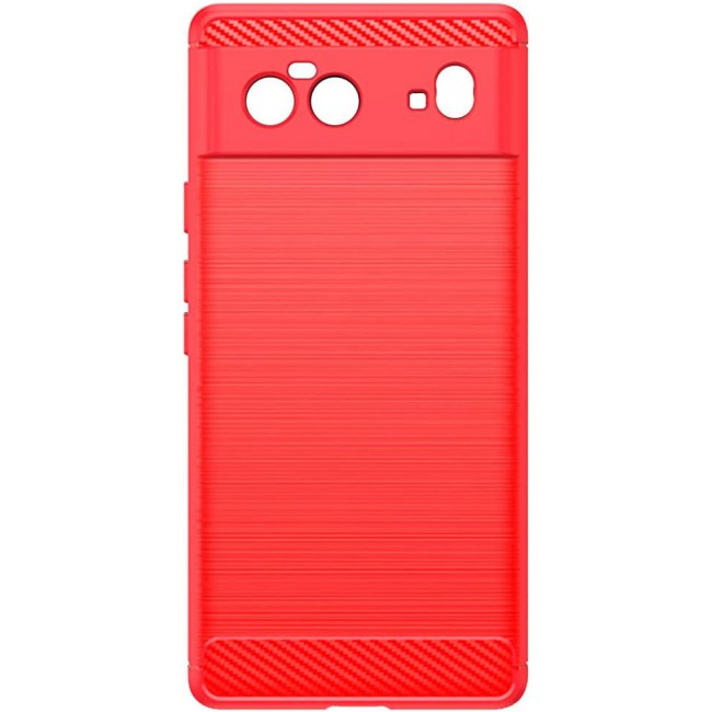 MARGOUN For Case Brushed Texture Carbon Fiber TPU Cover Anti-Fingerprints (Pixel 6, Red)
