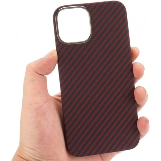 K-Doo for iPhone 12 Pro Max Case 3D Skin Texture Kevlar Fiber Bulletproof Vest Cover Protective Carbon Fiber Pattern Ultra Slim (iPhone 12 pro max, Red)