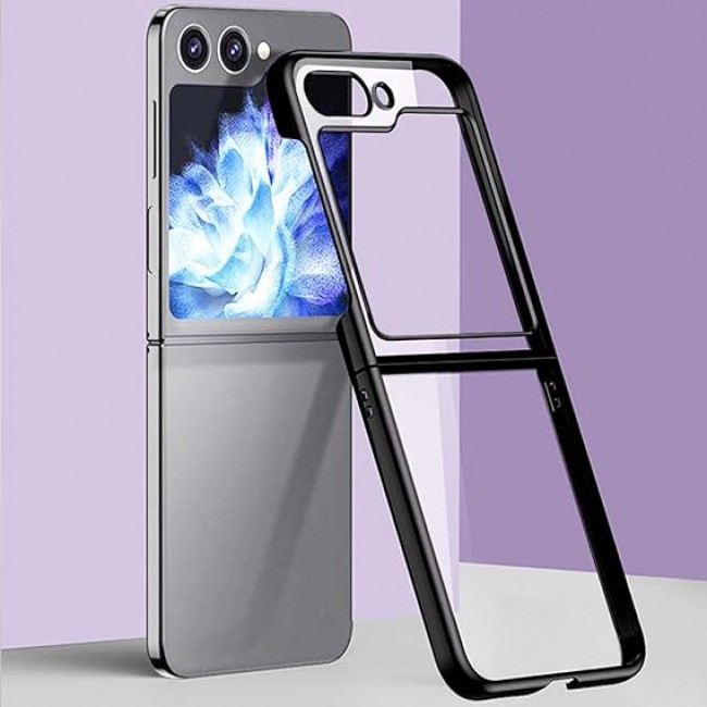 MARGOUN For Samsung Galaxy Z Flip 5 Case Slim Lightweight Electroplated Frame Folding Shockproof Protection Hard Cover (Z Flip 5 Black)