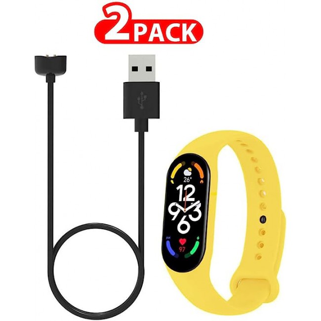 MARGOUN 2 Pack for Xiaomi mi band 7 Strap Silicone Watch Band with Charger Cable Magnetic USB Fast Charger -05