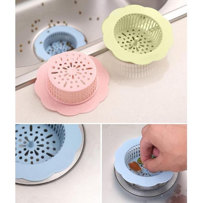 MARGOUN 3 Pack Sink Filter Hard Plastic Strainer Drain Hair Catcher, Flower Bathroom Shower Sink Stopper Filter for Kitchen Bathroom Tub (3 pack C)