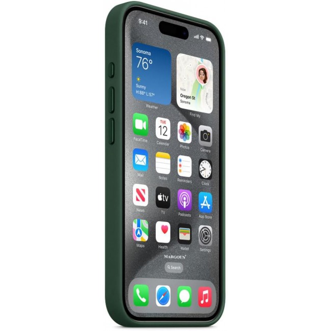 MARGOUN For iPhone 15 Pro Finewoven Case Compatible with MagSafe Shockproof Protective Slim Cover (Evergreen)