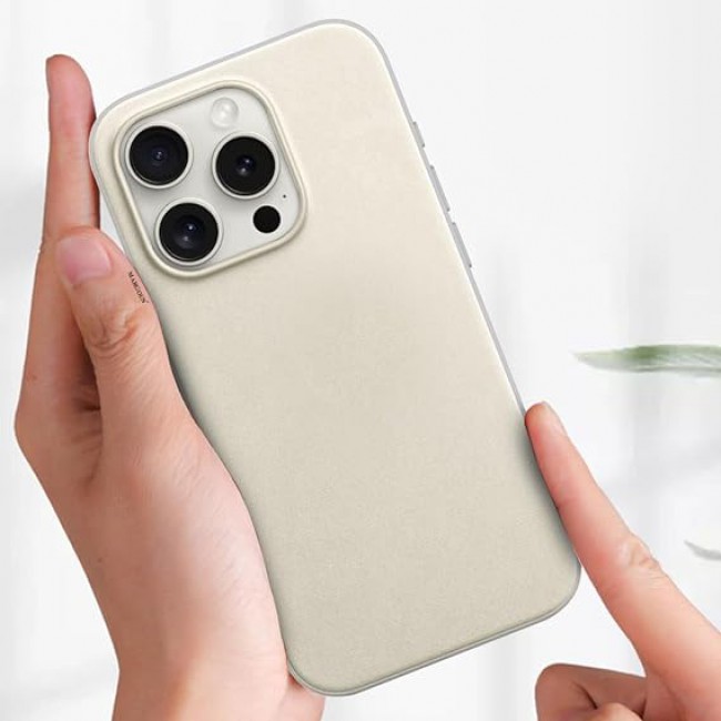 MARGOUN For iPhone 15 Pro Finewoven Case Compatible with MagSafe Shockproof Protective Slim Cover (Antique White)