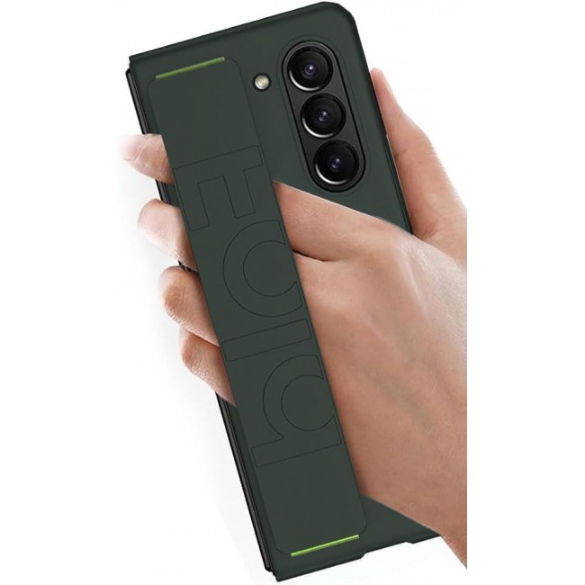 MARGOUN For Samsung Galaxy Z Fold 5 Case Silicone Grip Cover with Wrist Strap Holder (Dark Green)