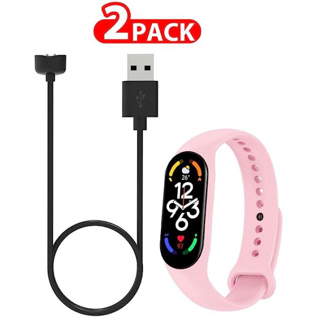 MARGOUN 2 Pack for Xiaomi mi band 7 Strap Silicone Watch Band with Charger Cable Magnetic USB Fast Charger -09